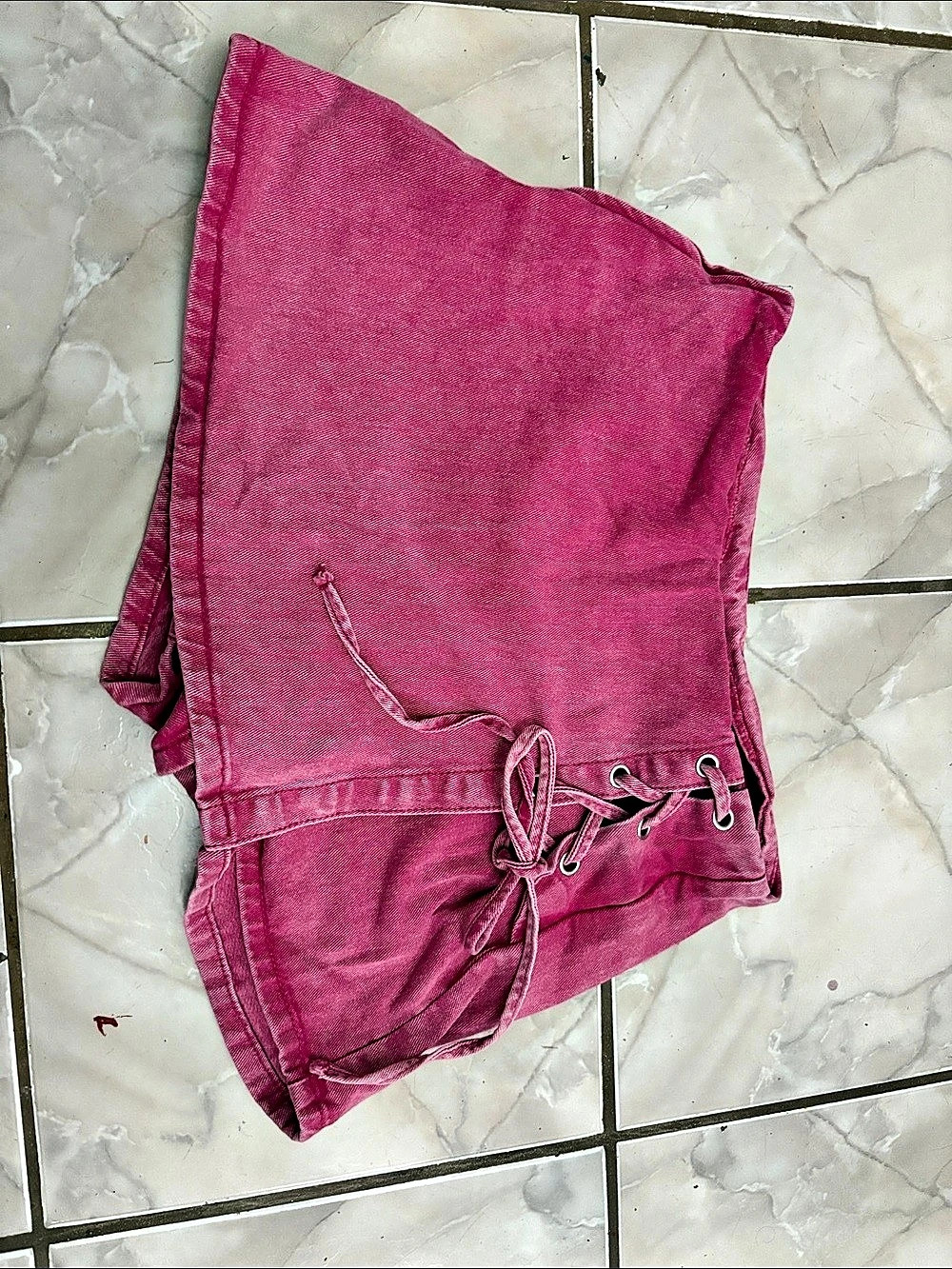 Pink Lace-Up Mini Dress